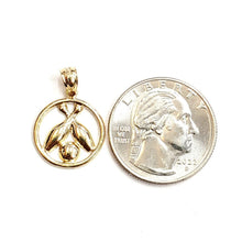 Load image into Gallery viewer, 14k yellow Gold Round Bowling ball Pins Pendant charm sport fine jewelry 1.6g