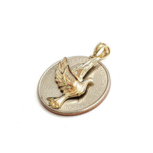 Load image into Gallery viewer, New 14k yellow Gold Dove bird Pendant charm wings love gift fine jewelry 1.9g