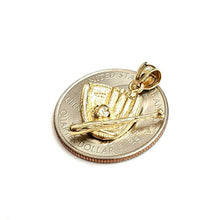 Load image into Gallery viewer, 14k yellow Gold 3D baseball bat glove ball Pendant sport game fine jewelry 2.4g