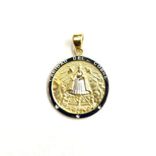 Load image into Gallery viewer, 14k Two Tone gold round virgin Caridad del Cobre pendant fine jewelry 0.69" 2g
