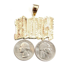 Load image into Gallery viewer, New 10k yellow Gold solid Bling word Pendant charm diamond cut fine jewelry 9.5g