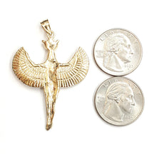 Load image into Gallery viewer, 14k yellow solid Gold Egyptian isis winged goddess Pendant fine jewelry 10.6g