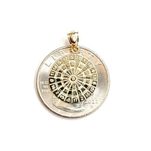 Load image into Gallery viewer, New 14k yellow Gold solid round Dart Board Pendant 0.63" gift fine jewelry 1.6g