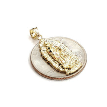 Load image into Gallery viewer, 14k yellow gold virgin Mary Guadalupe pendant diamond cut religious jewelry 2.5g