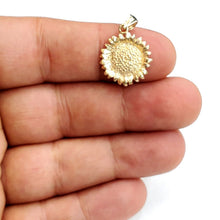 Load image into Gallery viewer, New 14k yellow Gold solid sunflower girasol Pendant charm gift fine jewelry 2.5g