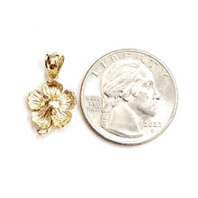 Load image into Gallery viewer, New 14k yellow Gold Hawaiian Hibiscus Plumeria flower Pendant fine jewelry 1.4g