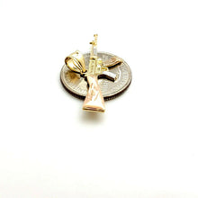 Load image into Gallery viewer, 14k 3 color Gold AK-47 machine gun military rifle Pendant charm fine gift 1.8g