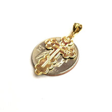 Load image into Gallery viewer, Genuine 14k yellow gold Three Bar Russian Pectoral Orthodox cross pendant 1.9g