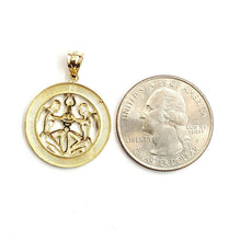Load image into Gallery viewer, 10k yellow Gold round Gemini zodiac astrology Pendant charm fine jewelry 2.5g