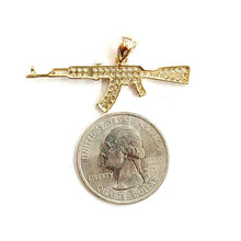 Load image into Gallery viewer, 14k yellow Gold AK-47 machine gun rifle Pendant fine jewelry cubic zirconia 2.8g