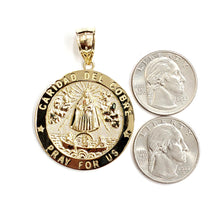 Load image into Gallery viewer, 10k yellow gold round virgin Caridad del Cobre pendant fine jewelry 1.43" 8.4g