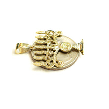 Load image into Gallery viewer, Real 14k yellow gold Menorah star of David Jewish Israel pendant religious 2.6g