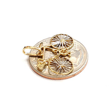 Load image into Gallery viewer, 14k Gold bicycle Pendant charm double sided sport biker gift fine jewelry 1.5g