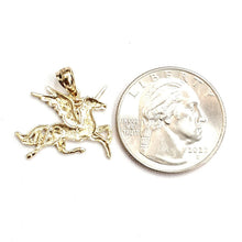 Load image into Gallery viewer, New 14k yellow gold flying unicorn Pegasus pendant charm shiny fine jewelry 1.6g