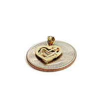 Load image into Gallery viewer, New 14k tri color solid Gold heart flower Pendant charm fine gift jewelry 0.9g