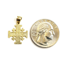 Load image into Gallery viewer, 14k Yellow gold Jerusalem Cross medal pendant charm religious fine jewelry 1.3g