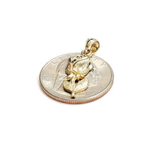 Load image into Gallery viewer, New 14k yellow solid Gold rose flower Pendant charm gift fine jewelry 1.6g