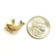 Load image into Gallery viewer, 14k Two Tone Gold 3D fish Pisces zodiac Pendant Cubic Zirconia Fine jewelry 1.6g