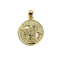 Load image into Gallery viewer, 14k yellow Gold 0.73" Round Tetragrammaton Protection Pendant Fine jewelry 2.1g