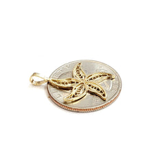 Load image into Gallery viewer, 14k yellow Gold starfish Pendant charm filigree necklace gift fine jewelry 1.1g