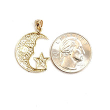 Load image into Gallery viewer, New 14k yellow gold moon and star pendant charm astronomy gift fine jewelry 2.7g