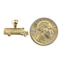 Load image into Gallery viewer, 14k yellow Gold Tiny School Bus vehicle Car Pendant charm gift fine jewelry 0.9g