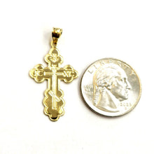 Load image into Gallery viewer, Genuine 14k yellow gold Three Bar Russian Pectoral Orthodox cross pendant 1.9g