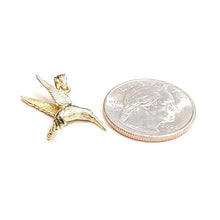 Load image into Gallery viewer, New 14k yellow Gold solid 3D Hummingbird Pendant charm gift fine jewelry 2.3g