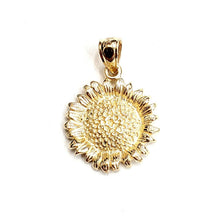 Load image into Gallery viewer, New 14k yellow Gold solid sunflower girasol Pendant charm gift fine jewelry 2.5g