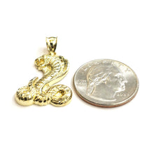 Load image into Gallery viewer, 10k yellow gold cobra snake reptile Pendant charm Unisex gift fine jewelry 2.9g