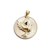 Load image into Gallery viewer, New 14k yellow Gold Dove bird Pendant charm wings love gift fine jewelry 1.9g