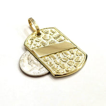 Load image into Gallery viewer, 10k yellow Gold solid men's nugget dog tag Pendant charm fine gift jewelry 8.4g