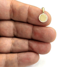 Load image into Gallery viewer, 14k yellow Gold Tiny shiny Round pendant charm Cubic Zirconia Gift jewelry 0.7g