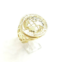 Load image into Gallery viewer, 10k yellow gold the world is yours map globe men's Ring diamond cut Size 11.5