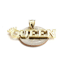 Load image into Gallery viewer, New 10k yellow Gold Queen Crown Tiara word Pendant charm gift fine jewelry 2.9g