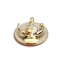 Load image into Gallery viewer, New 14k yellow Gold 3D hollow Genie lamp Aladdin charm pendant fine jewelry 1.8g