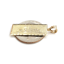 Load image into Gallery viewer, New 14k yellow gold 100 dollar bill money lucky pendant charm fine jewelry 2.1g