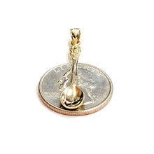 Load image into Gallery viewer, New 14k yellow Gold solid 3D spoon Pendant charm gift fine jewelry 1.8g