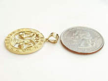 Load image into Gallery viewer, New 14k yellow Gold libra zodiac sign round Pendant charm fine gift jewelry 2.6g