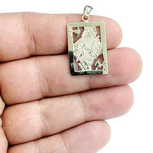 Load image into Gallery viewer, 14k yellow Gold Queen of hearts Pendant playing card gambling fine jewelry 3.6g