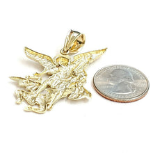 Load image into Gallery viewer, New 10k yellow gold saint Michael pendant charm fine religious gift jewelry 7g