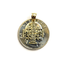 Load image into Gallery viewer, 14k Yellow gold Jerusalem Cross medal pendant charm religious fine jewelry 1.3g