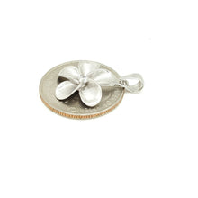 Load image into Gallery viewer, New 14k white Gold Hawaiian flower pendant cubic zirconia fine jewelry 1.9g