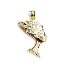 Load image into Gallery viewer, 10k yellow solid Gold Egyptian queen Nefertiti head Pendant fine jewelry 2.7g