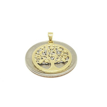Load image into Gallery viewer, 14k two tone gold round tree of life lucky pendant charm fine gift for her 2g