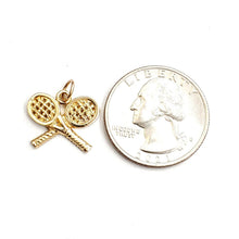 Load image into Gallery viewer, 14k yellow Gold Tiny Tennis Racket Pendant charm sport game fine jewelry 1.5g