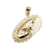 Load image into Gallery viewer, 14k yellow gold masquerade face mask drama theater act pendant fine jewelry 3.8g