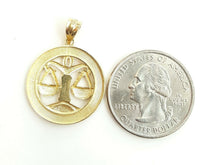 Load image into Gallery viewer, New 14k yellow Gold libra zodiac sign round Pendant charm fine gift jewelry 2.6g