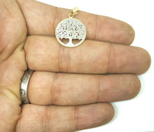 Load image into Gallery viewer, 14k two tone gold round tree of life lucky pendant charm fine gift for her 2g