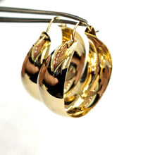 Load image into Gallery viewer, 14k yellow Gold Plain Hoop Earrings Wide Round Shiny fine jewelry for women 5g
